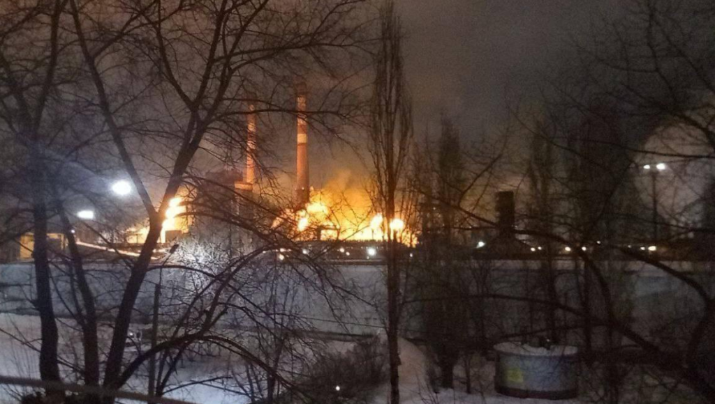 Overhead Glimpse Russian Forces Seize Control of Avdiivka Coke and Chemical Plant in Donetsk, Ukraine - February 20