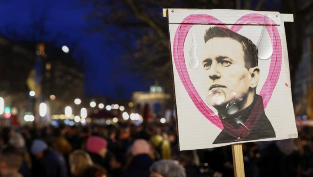 Portrait of Russian Opposition Leader Alexei Navalny Covered in Raindrops