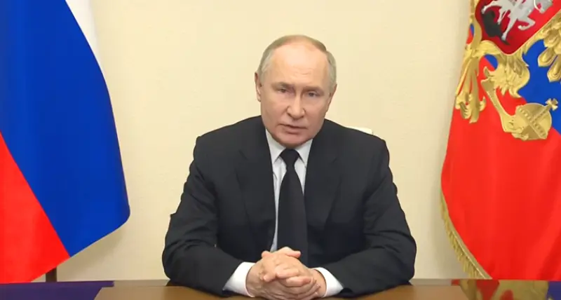 Russian President Vladimir Putin on Saturday addressed the nation about the Crocus City Hall shooting frontNews24